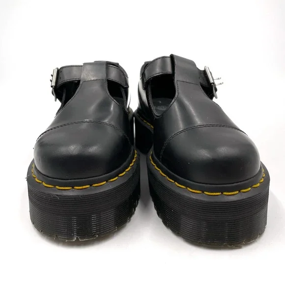 SOLD-NEW Dr Martens Bethan Black Platform Mary Jane Leather Shoes Women's Sz 6 - Picture 6 of 9